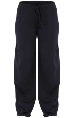 Black Cotton Wide Leg Pants