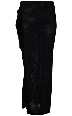 Black Crochet Tie Side Maxi Beach Sarong