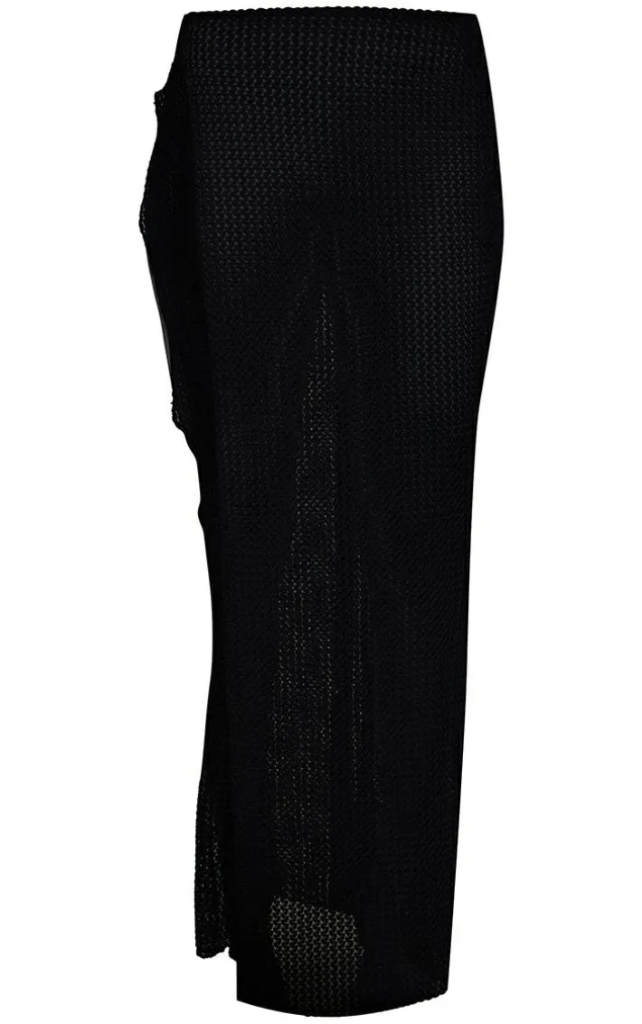 Black Crochet Tie Side Maxi Beach Sarong