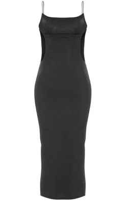 Black Cut Out Back Bodycon Midi Dress