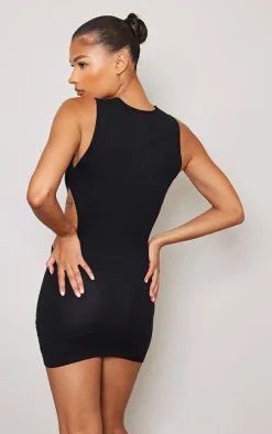 Black Cut Out Side Soft Knit Dress