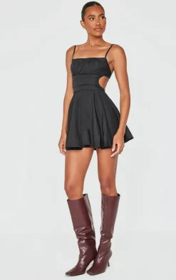 Black Cut Out Tie Back Shift Dress