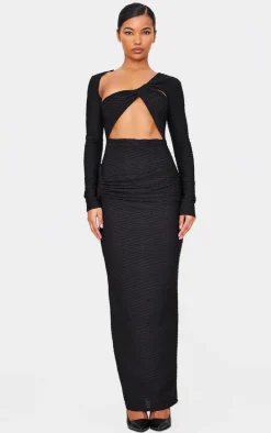 Black Cut Out Wrap Maxi Dress