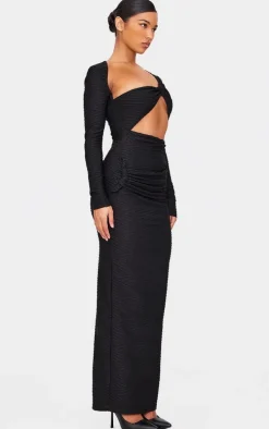 Black Cut Out Wrap Maxi Dress