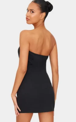 Black Diamante Bow Bandeau Mini Dress