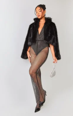 Black Diamante Halterneck Jumpsuit