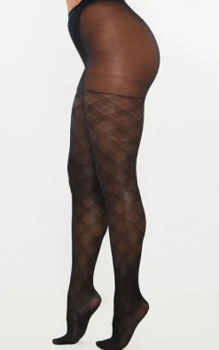 Black Diamond Check Patterned Tights