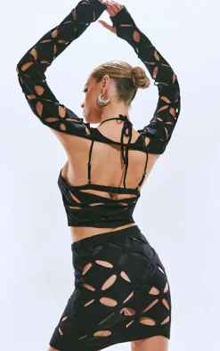 Black Diamond Cut Out Crop Top