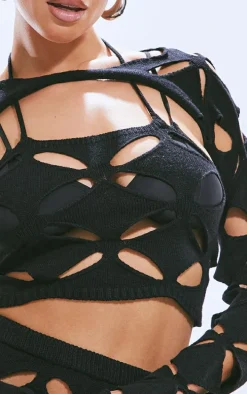 Black Diamond Cut Out Crop Top