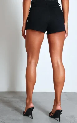 Black Disco Fit Denim Shorts
