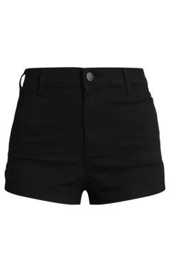 Black Disco Fit Denim Shorts