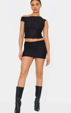 Black Distressed Asymmetric Top