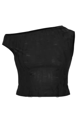 Black Distressed Asymmetric Top
