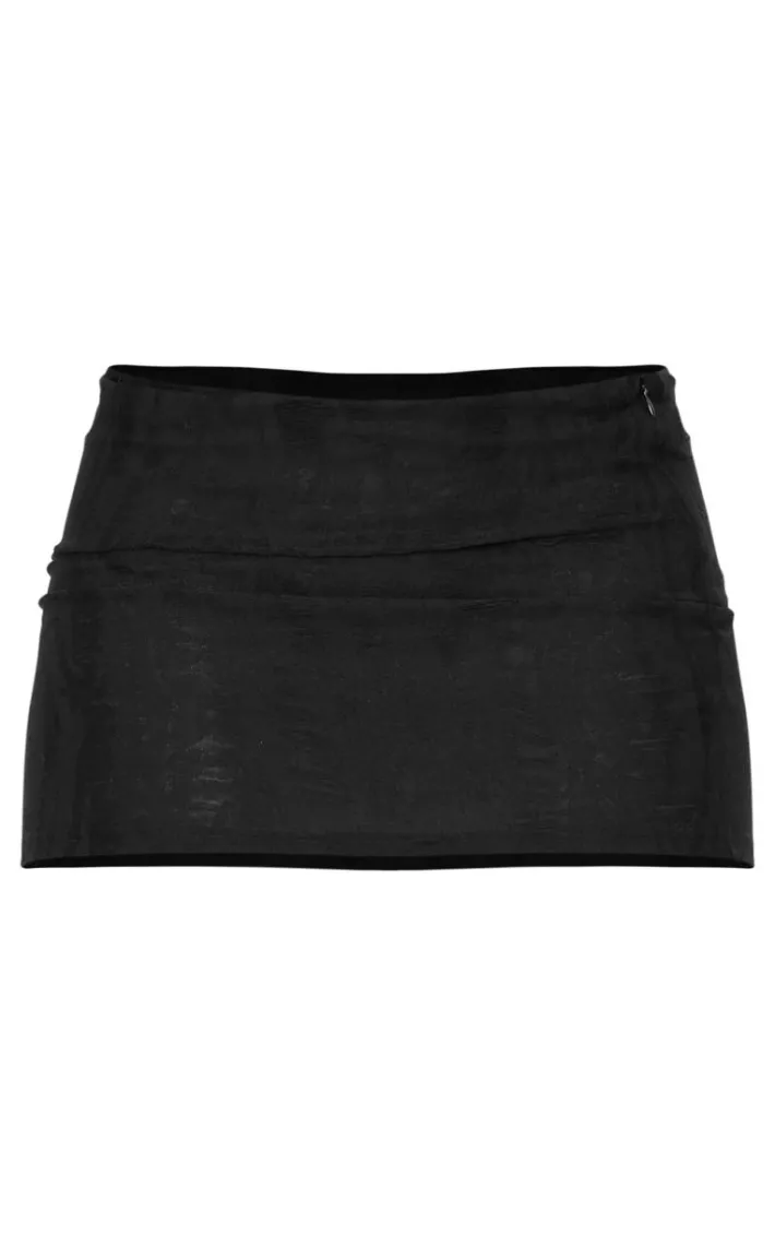 Black Distressed Asymmetric Micro Mini Skirt