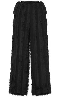 Black Distressed Low Rise Straight Leg Pants