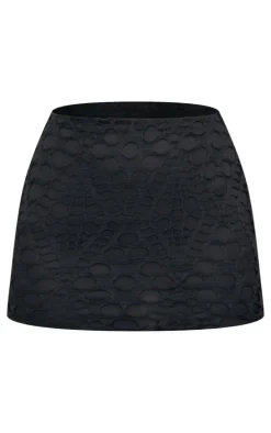 Black Distressed Overlay Micro Mini Skirt