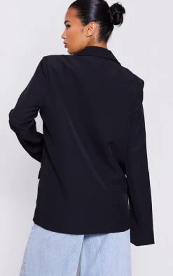 Black Double Breasted Oversized Boxy Fit Blazer