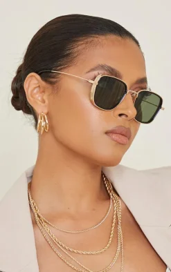 Black Double Frame Square Sunglasses