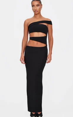Black Double Slinky Extreme Cut Out Maxi Dress