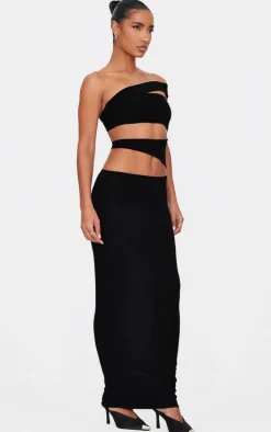 Black Double Slinky Extreme Cut Out Maxi Dress