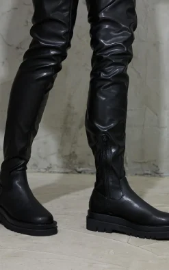 Black Double Sole Over The Knee Boots