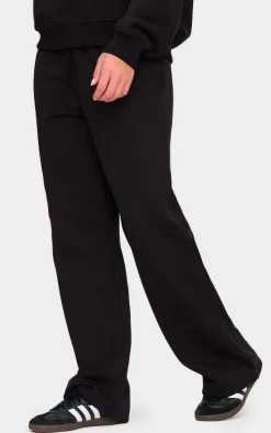 Black Drawstring Wide Leg Sweatpants