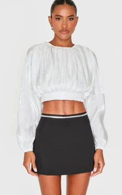 Black Embellished Detail Tailored Mini Skirt