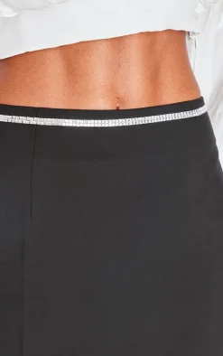 Black Embellished Detail Tailored Mini Skirt