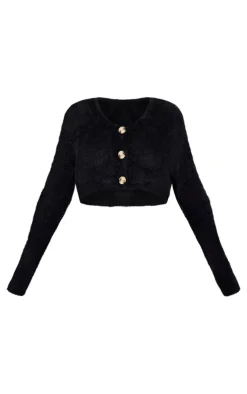 Black Eyelash Knit Cardigan