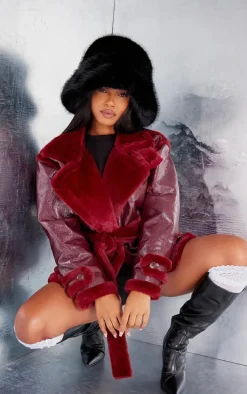 Black Faux Fur Fluffy Bucket Hat