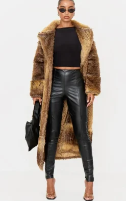 Black Faux Leather Pintuck Detail Leggings