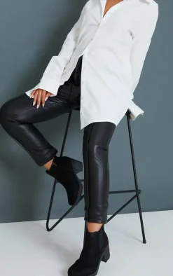 Black Faux Suede Round Toe Block Heel Chelsea Boots