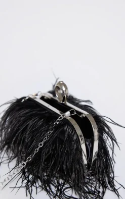 Black Feather Clutch