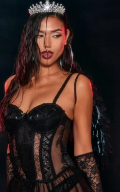 Black Feather Mini Wings And Tiara Accessories Set