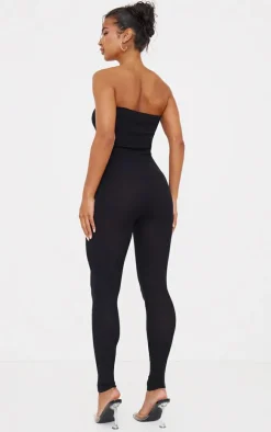 Black Fine Knit Bandeau Jumpsuit