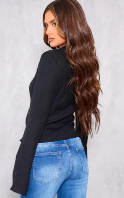 Black Fitted Buckle Detail Shirt