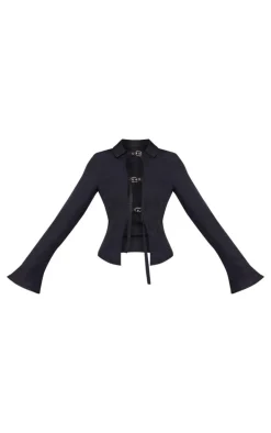 Black Fitted Buckle Detail Shirt