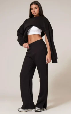 Black Flared Split Hem Sweatpants
