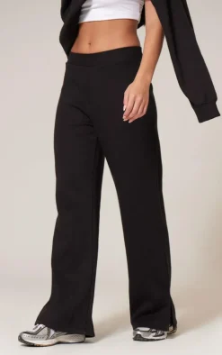 Black Flared Split Hem Sweatpants