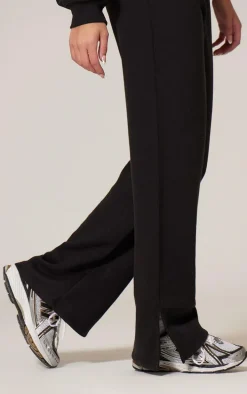 Black Flared Split Hem Sweatpants