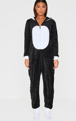 Black Fleece Panda Applique Hooded Onesie