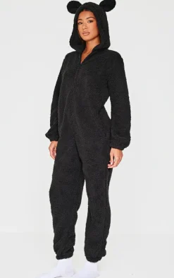 Black Fleece Teddy Ears Onesie