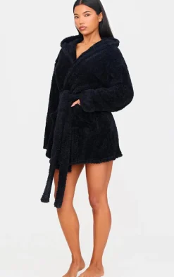 Black Fluffy Bath Robe
