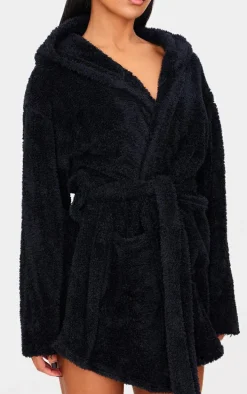 Black Fluffy Bath Robe