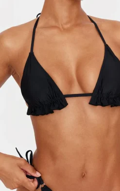 Black Frill Edge Padded Bikini Top
