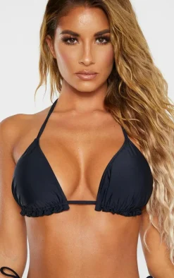 Black Frill Edge Padded Bikini Top
