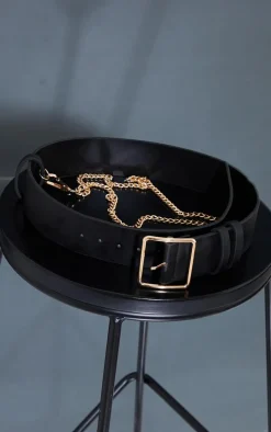 Black Gold Chain Waist Belt