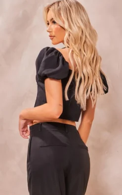 Black Halter Neck Bardot Sleeve Corset