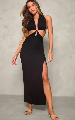 Black Halterneck Backless Maxi Dress