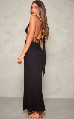 Black Halterneck Backless Maxi Dress